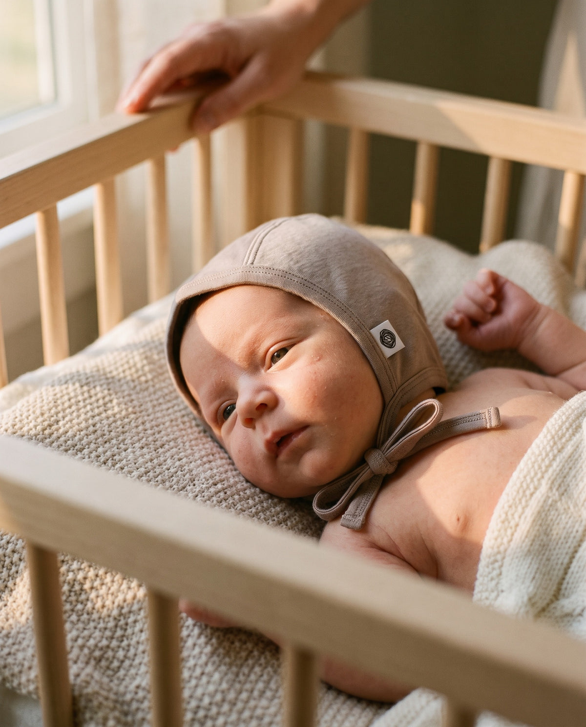 Baby wollen strikmuts – Merinowol - Oxford Tan
