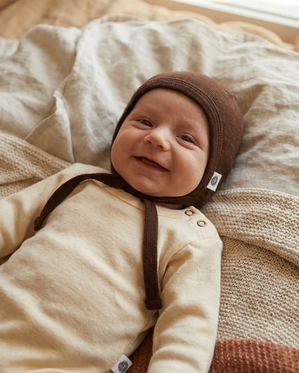 Baby wollen strikmuts – Merinowol - Chocolate Fondant