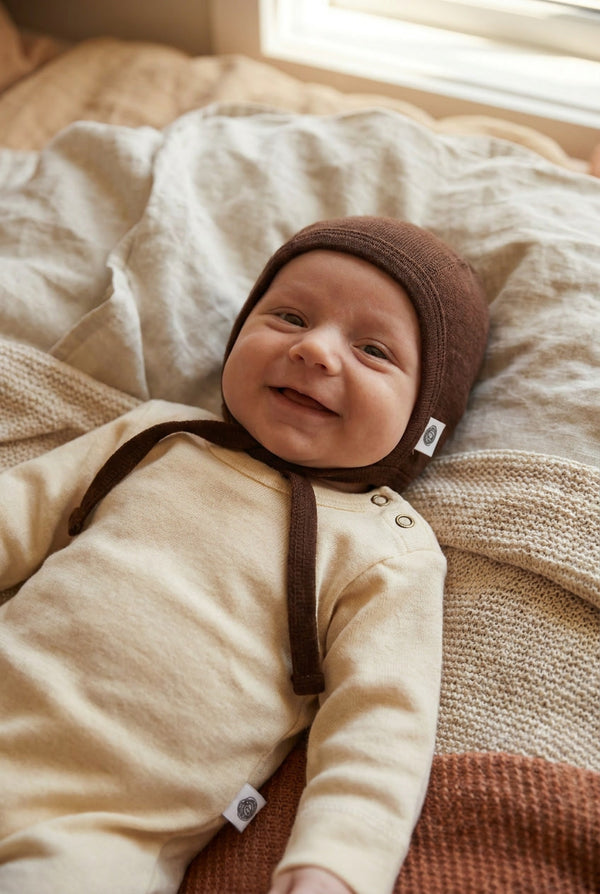 Baby wollen strikmuts – Merinowol - Chocolate Fondant