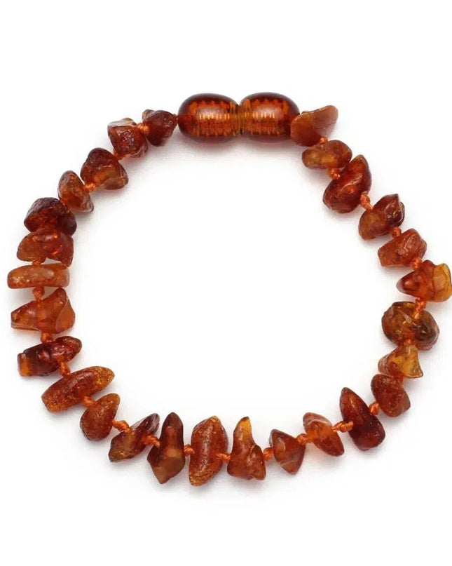 Baby/Kind - Barnsteen armbandje - cognac - chips gepolijst - 14cm