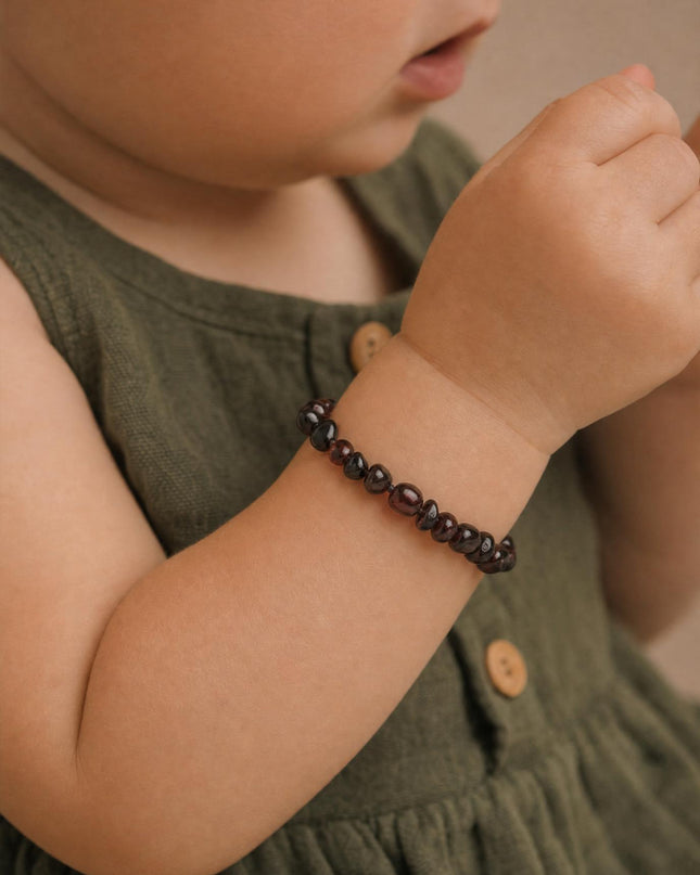 Baby/Kind – Bernsteinarmband – Runde Perlen – Poliert – 14 cm