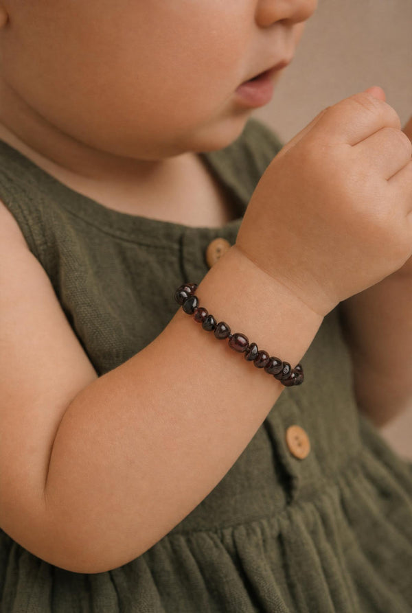 Baby/Kind – Bernsteinarmband – Runde Perlen – Poliert – 14 cm