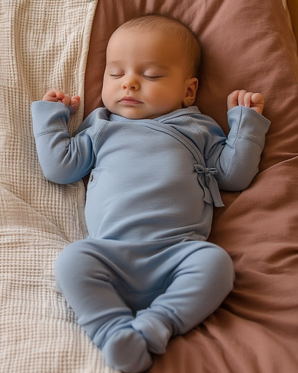 Wool romper / romper – Merino wool - Blue Fog