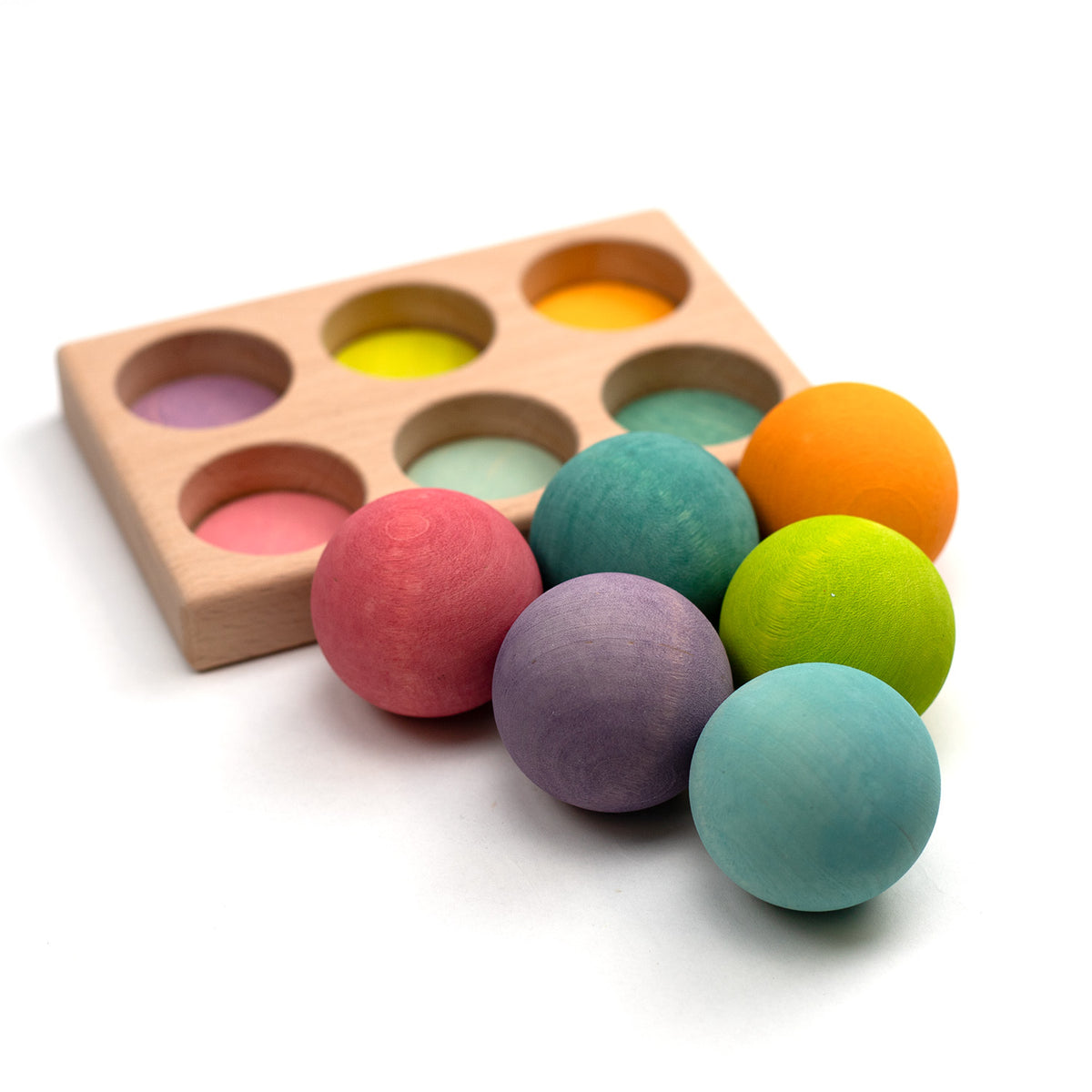 Houten speelgoed - Houten gekleurde ballen - Montessori - Open einde speelgoed