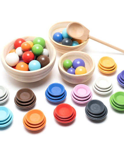 Houten speelgoed schaaltjes en ballen set - Montessori - Open einde speelgoed
