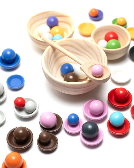 Houten speelgoed schaaltjes en ballen set - Montessori - Open einde speelgoed
