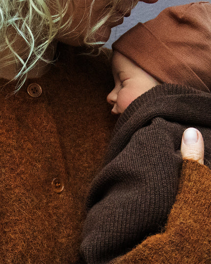 Wool Baby Blanket / Children's Blanket Knitted - Merino Wool - Brunette