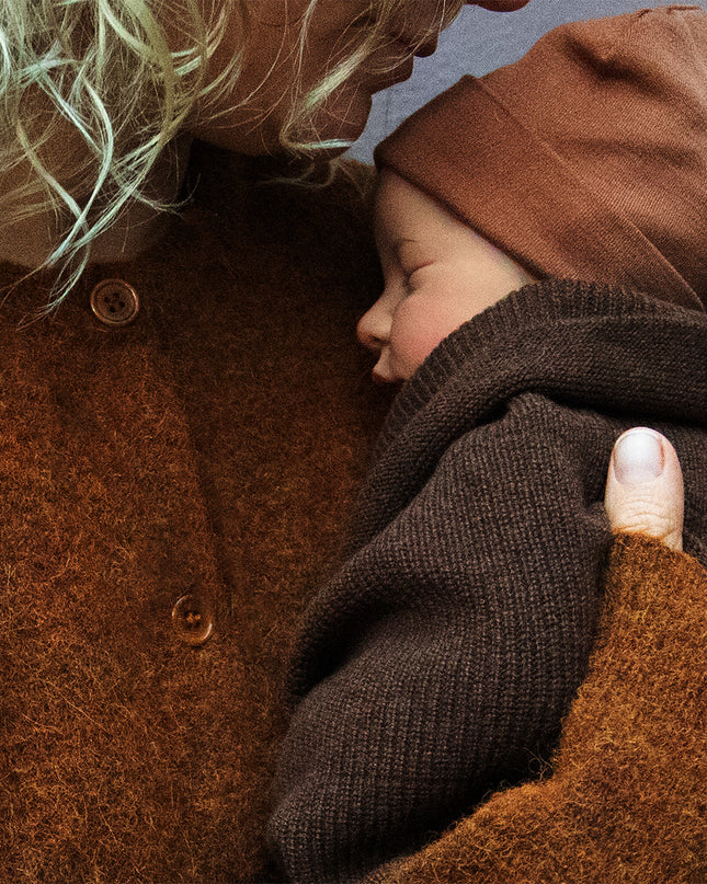 Wollen Babydeken / Kinderdeken Gebreid - Merinowol - Brunette