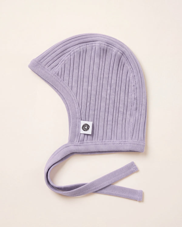 Wollen strikmutsje rib - merinowol - Lavender Frost