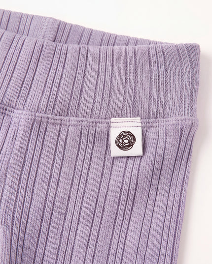 Uldbukser i rib - merinould - Lavender Frost
