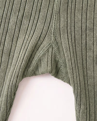 Pantalón de lana en canalé - lana merino - Oil Green – imagen 4