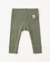 Pantalón de lana en canalé - lana merino - Oil Green – imagen 1