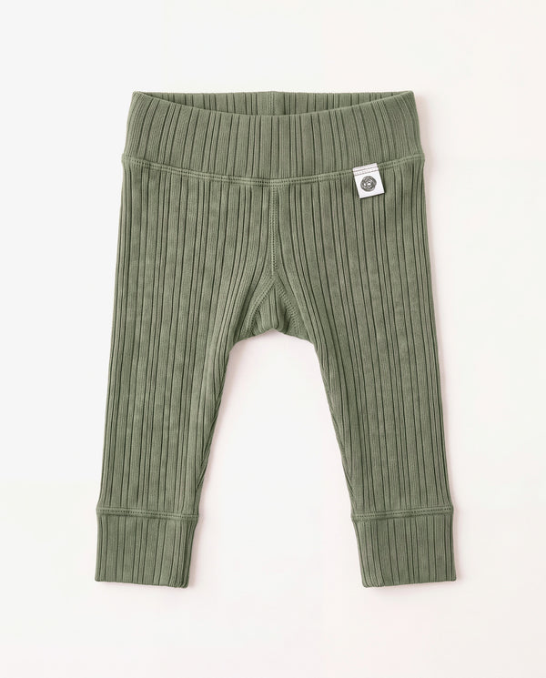 Wollen broekje rib - merinowol - Oil Green