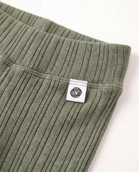 Pantalón de lana en canalé - lana merino - Oil Green – imagen 5