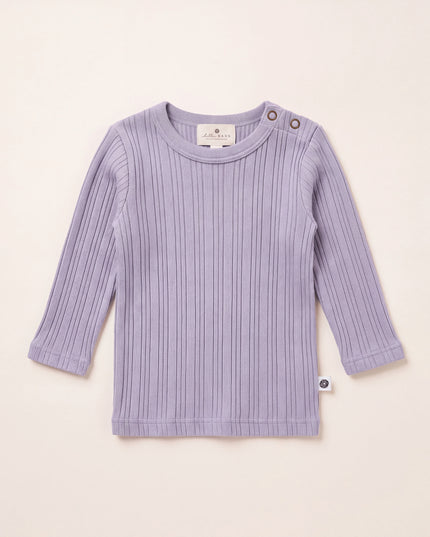 Woolen rib sweater - merino wool - Lavender Frost