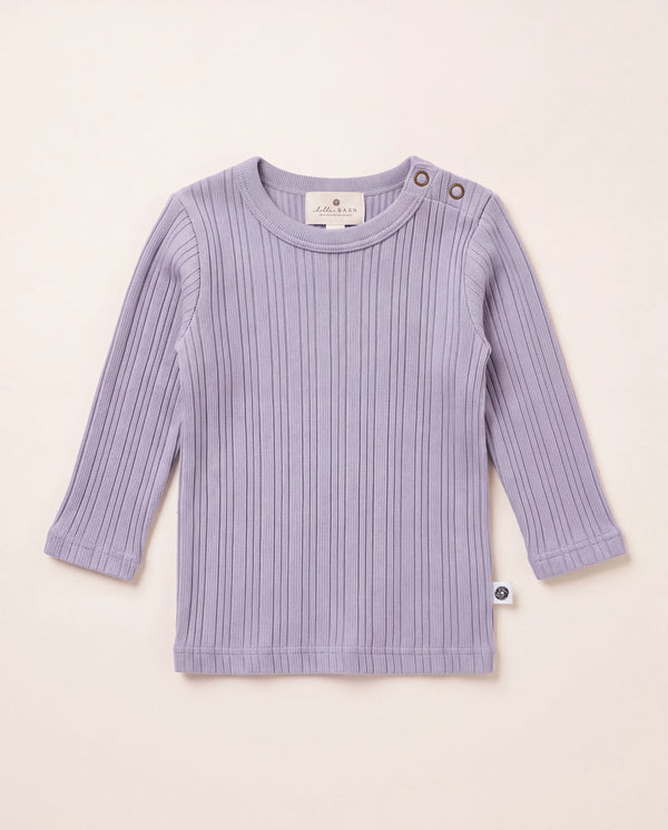 Wollen truitje rib - merinowol - Lavender Frost