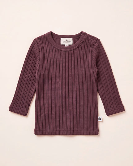 Maglioncino in lana a coste – Lana merino - Red Mahogany
