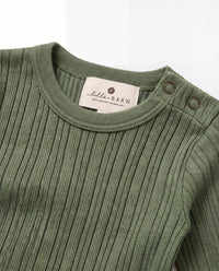 Woolen rib sweater - merino wool - Oil Green – image 3