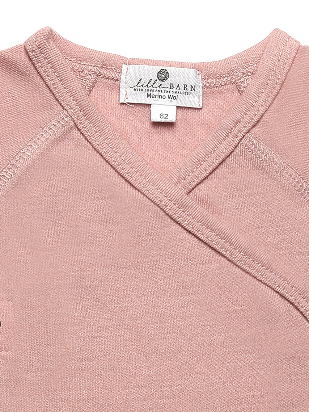 Wollen Overslagromper korte mouw – Merinowol - Misty Rose