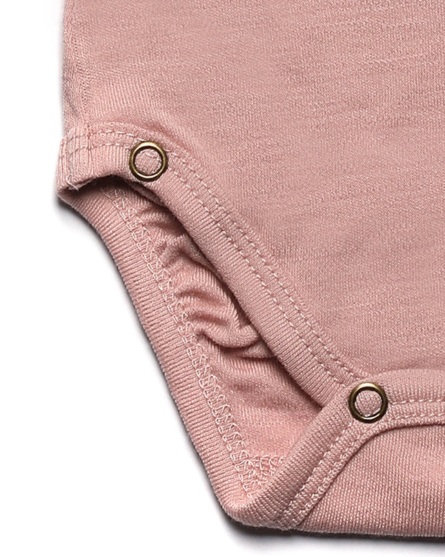 Wollen Overslagromper korte mouw – Merinowol - Misty Rose