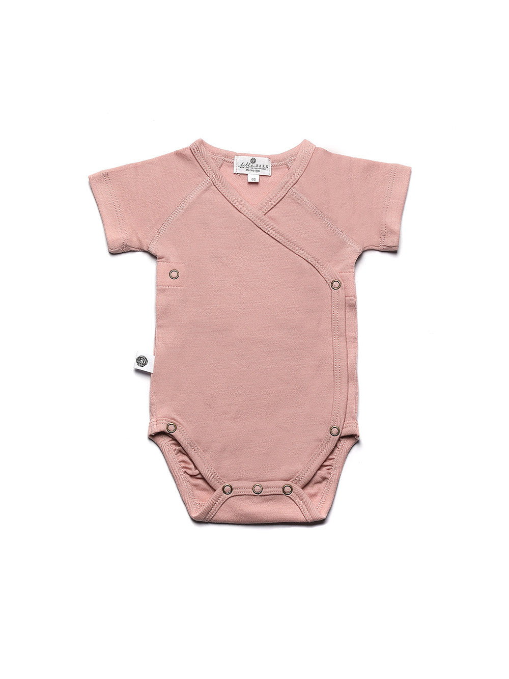 Wollen Overslagromper korte mouw – Merinowol - Misty Rose