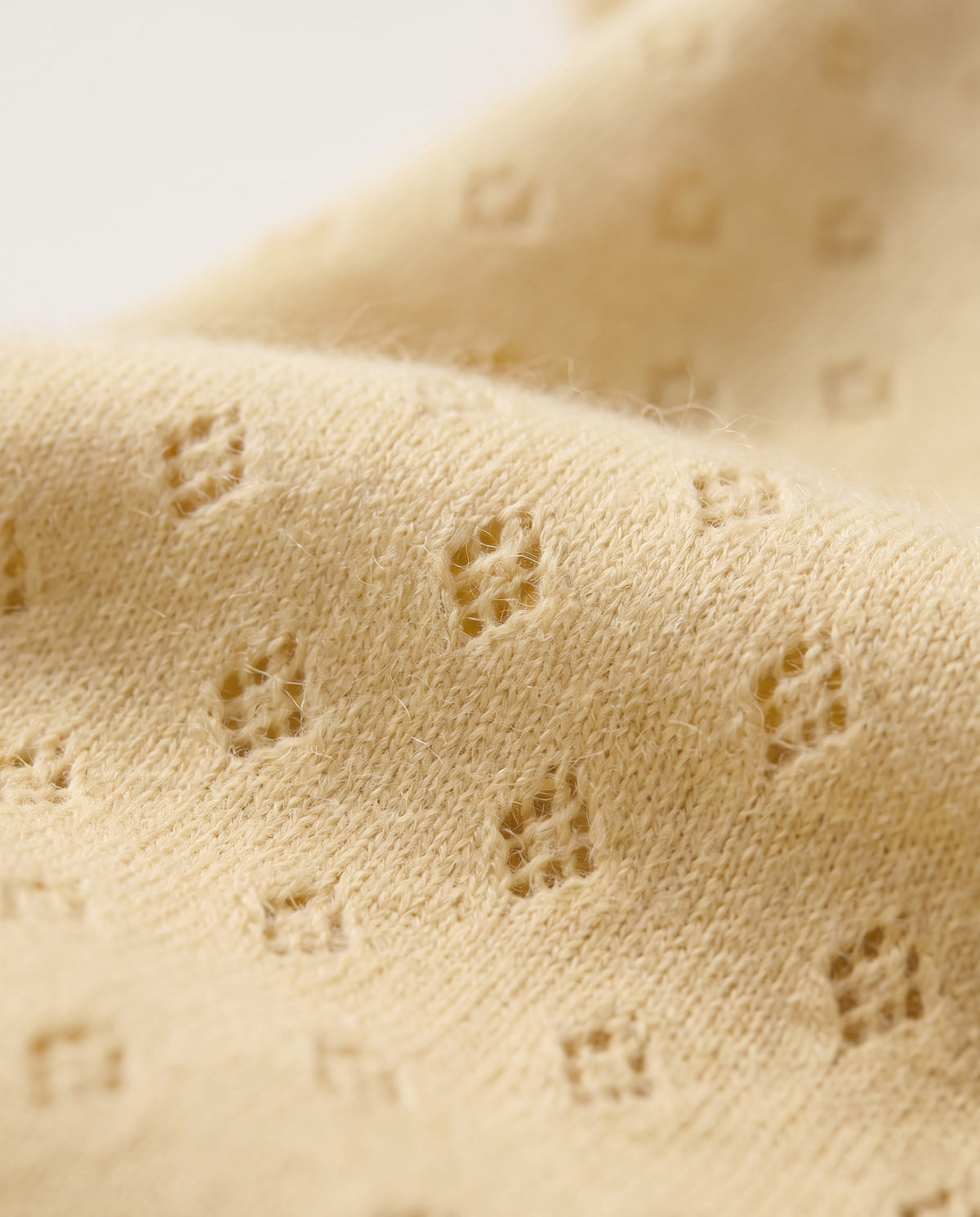 Wollen romper lange mouwen pointelle - merinowol - Dusty Yellow