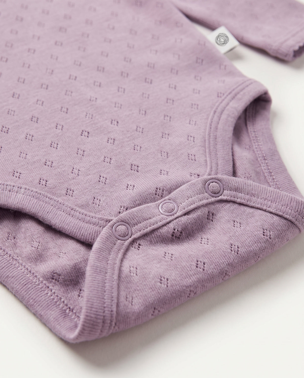 Wollen romper lange mouwen pointelle - merinowol - Lavender Frost