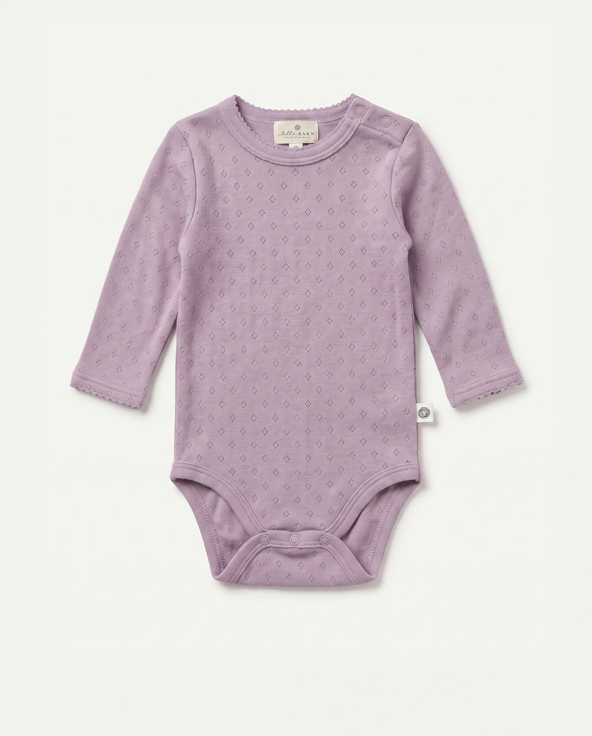 Wollen romper lange mouwen pointelle - merinowol - Lavender Frost