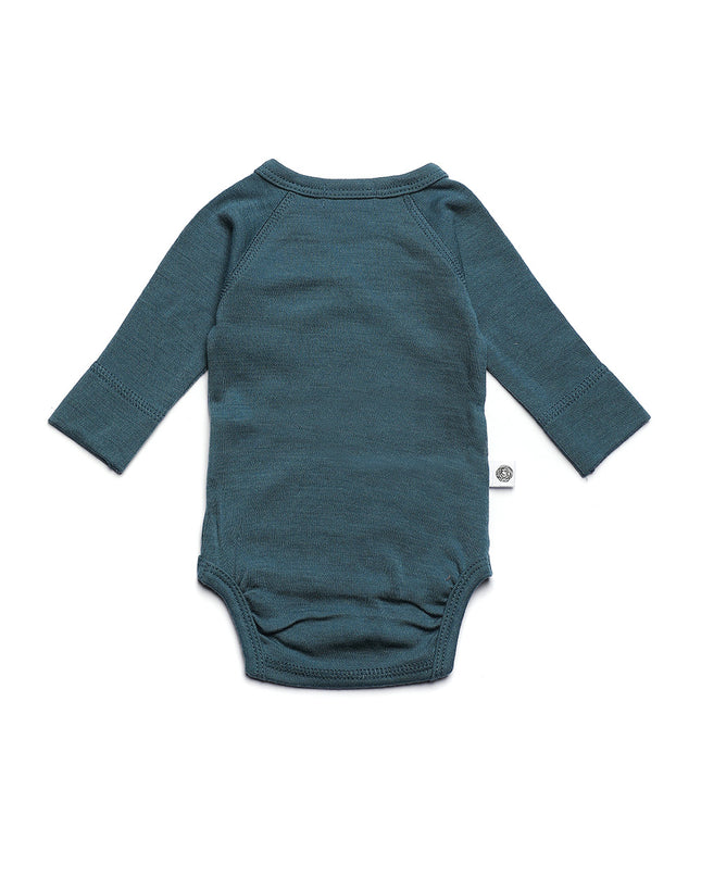 Wollen Overslagromper lange mouw – Merinowol – Orion Blue
