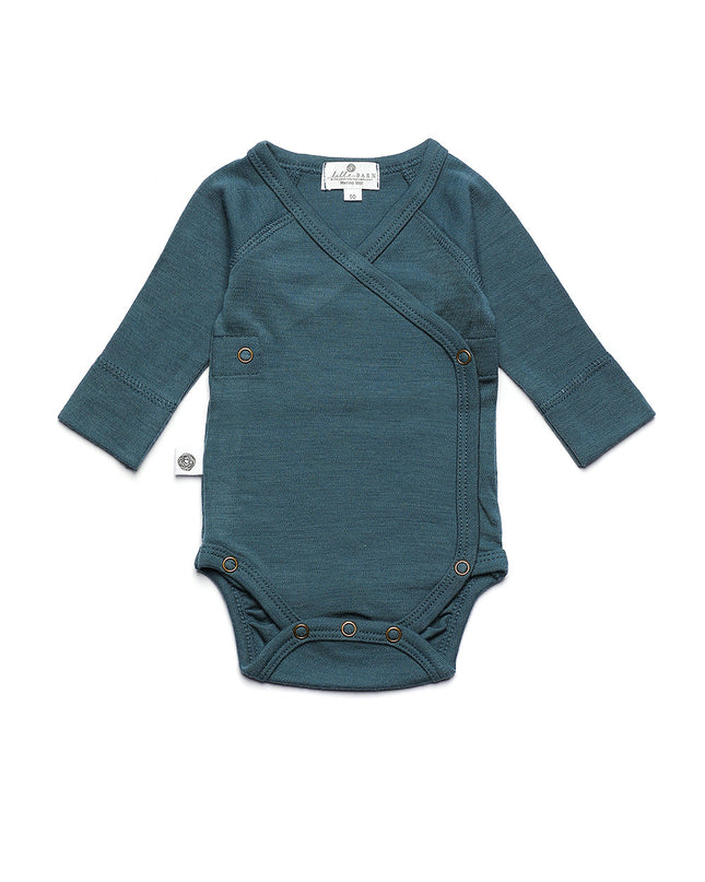 Wollen Overslagromper lange mouw – Merinowol – Orion Blue