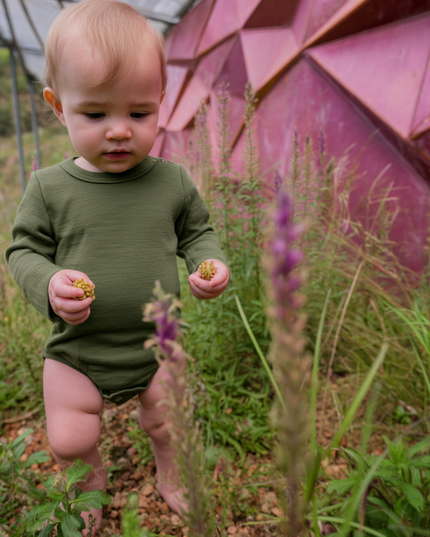 Wollen Romper lange mouw – Merinowol - Rifle Green