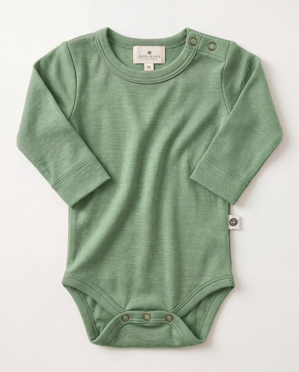 Wollen Romper lange mouw – Merinowol - Shale Green