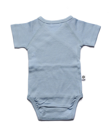 Wollen Overslagromper korte mouw – Merinowol - Blue Fog