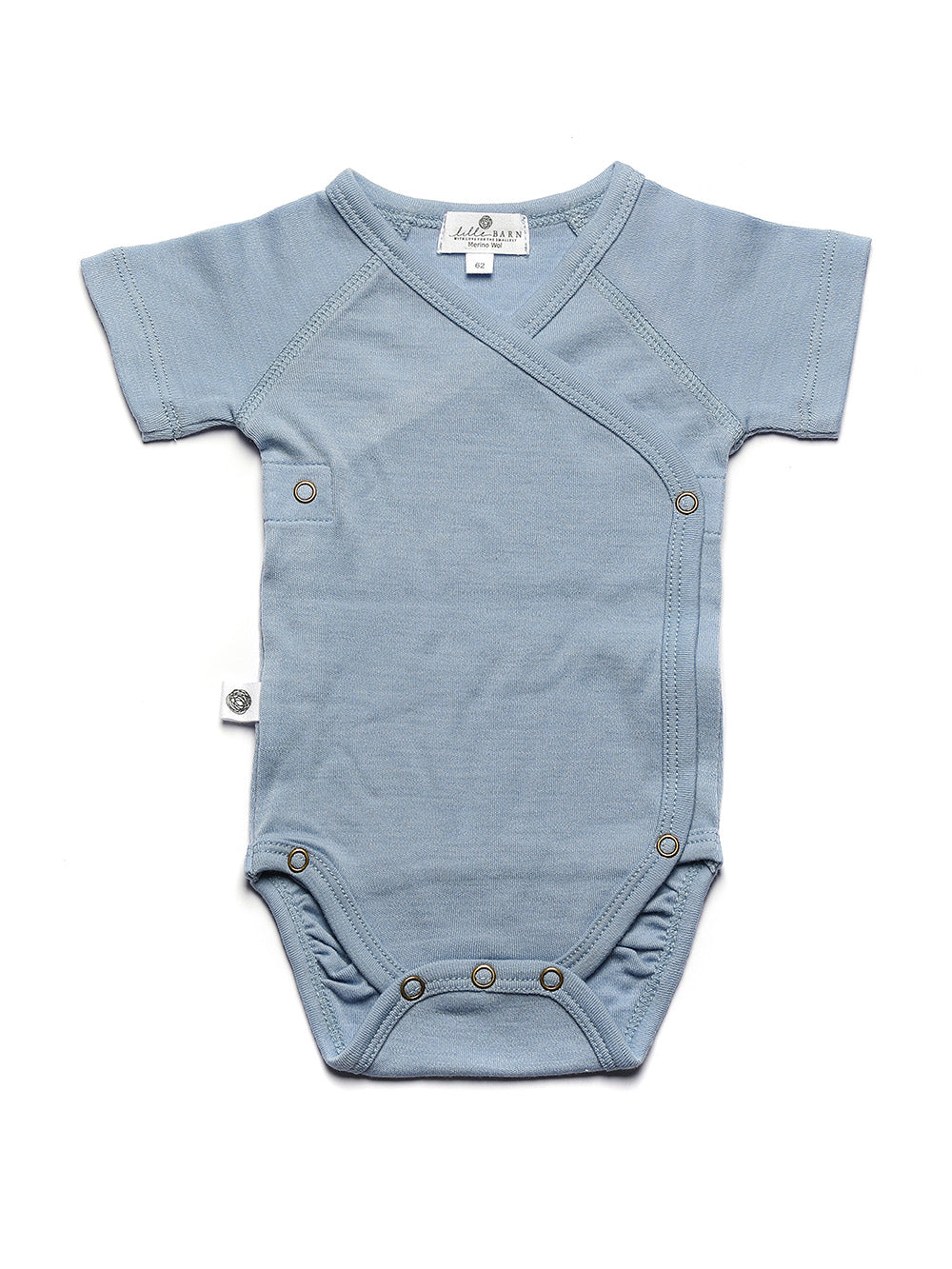 Wollen Overslagromper korte mouw – Merinowol - Blue Fog