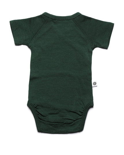 Short sleeve woolen wrap romper – merino wool