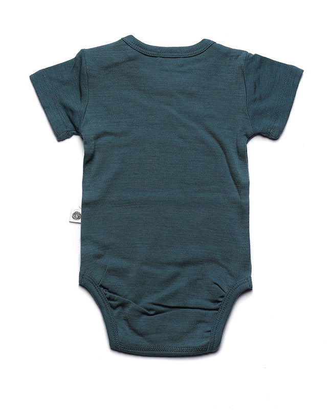 Merinwol romper korte mouwen - merinowol  - Orion Blue