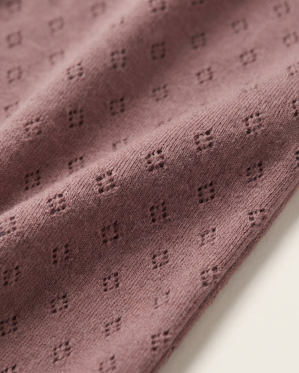 Woll-Strampler in Pointelle - Merinowolle - Rose Brown