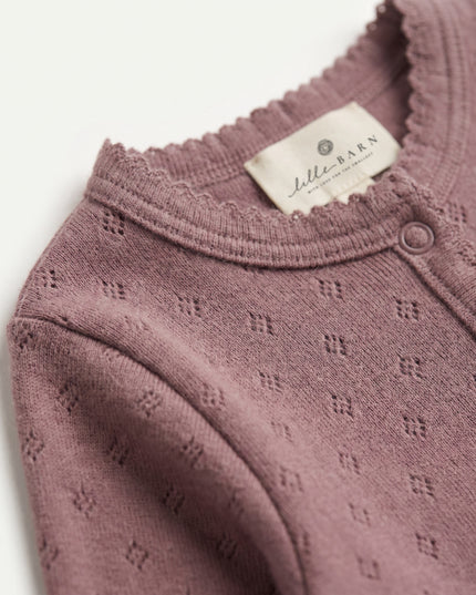 Woll-Strampler in Pointelle - Merinowolle - Rose Brown