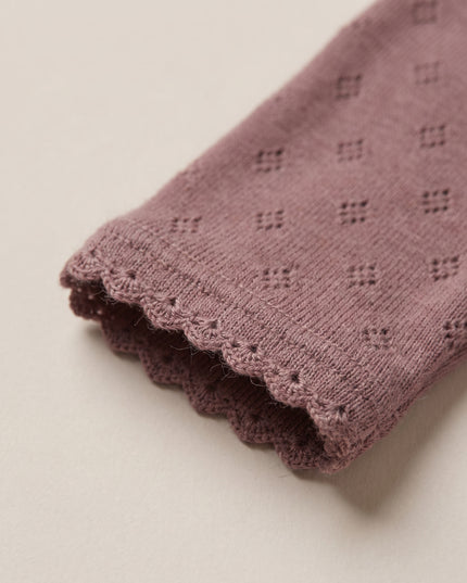 Woll-Strampler in Pointelle - Merinowolle - Rose Brown