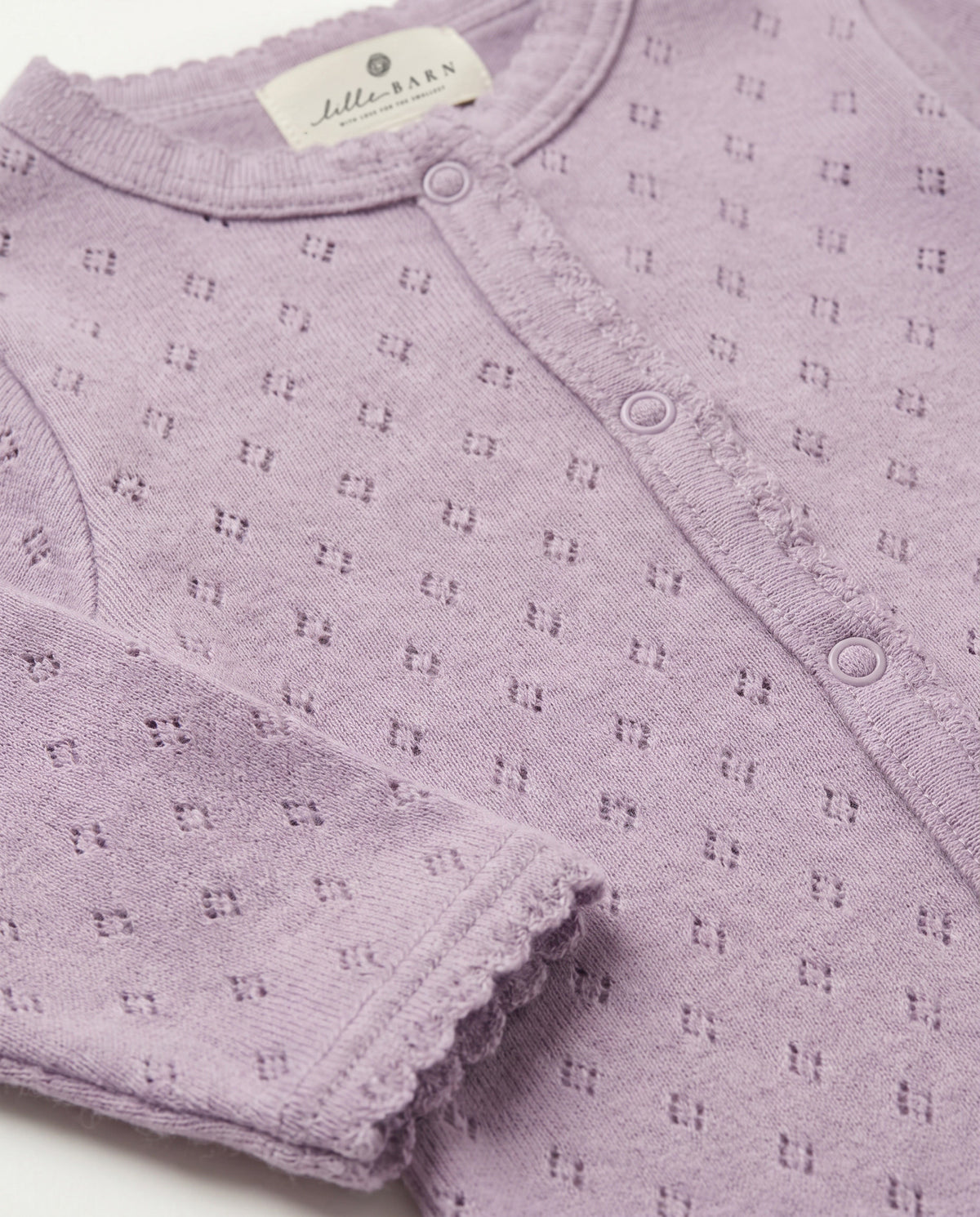 Woll-Strampler in Pointelle - Merinowolle - Lavender Frost