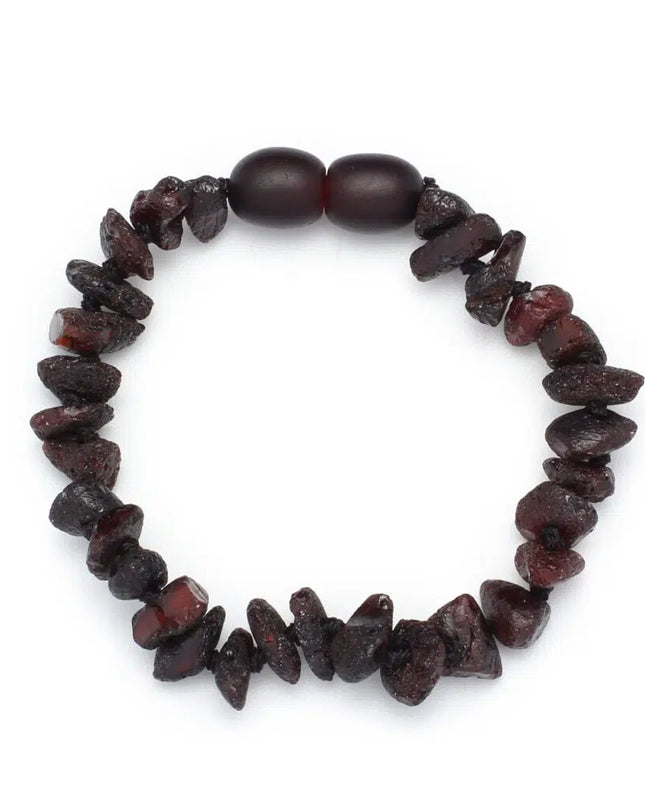 Baby/Kind – Barnsteen armbandje – Chips - Ruwe kraaltjes - 14cm - Kers - Lille Barn