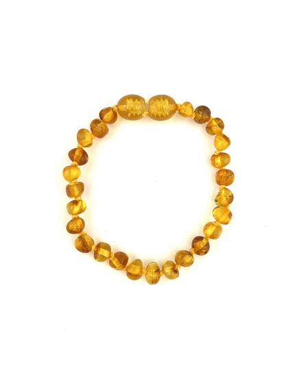 Baby/Kind – Barnsteen armbandje – ronde kraaltjes – 14cm - Honing