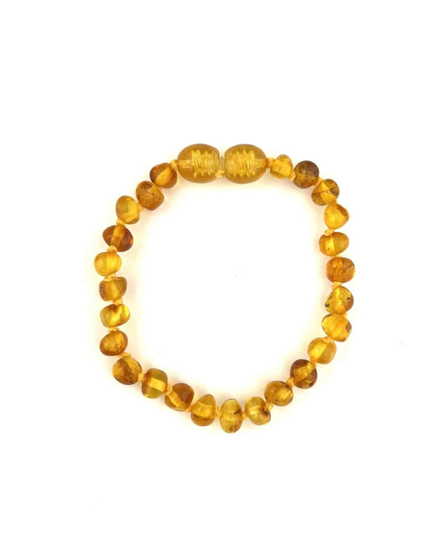 Baby/Kind – Barnsteen armbandje – ronde kraaltjes – 14cm - Honing