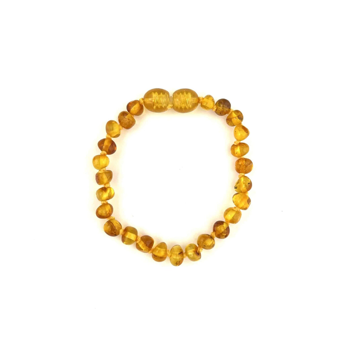Baby/Kind – Barnsteen armbandje – ronde kraaltjes – 14cm - Honing