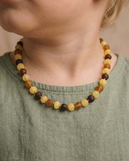 Baby/Child – Amber Necklace – raw round beads – 33cm - 4 colours