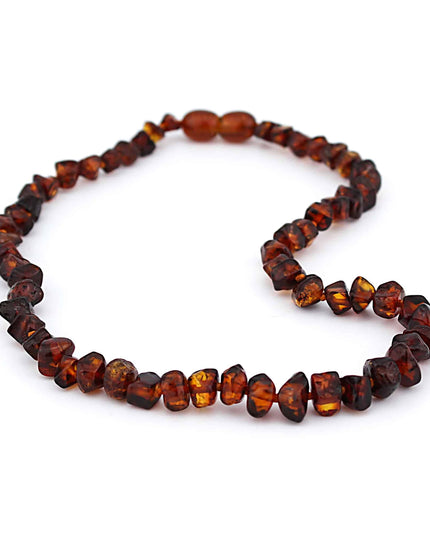 Baby/Kind – Barnsteen ketting – afgevlakte  gepolijste kraaltjes - 33cm - Bruin - Lille Barn - With ♥ for the smallest