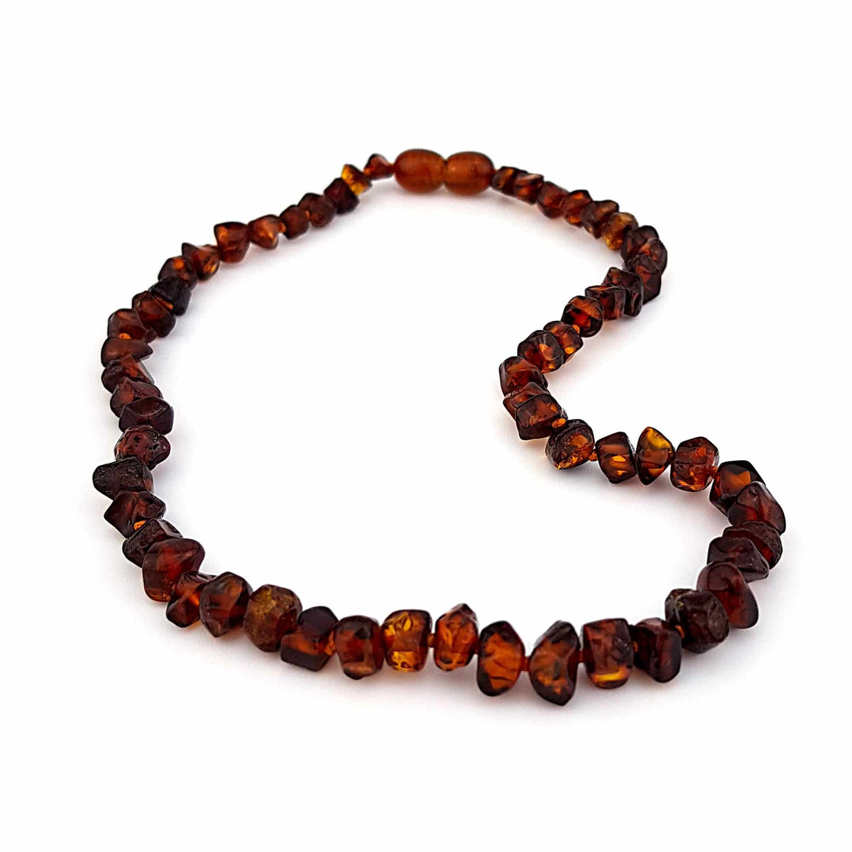Baby/Kind – Barnsteen ketting – afgevlakte  gepolijste kraaltjes - 33cm - Bruin