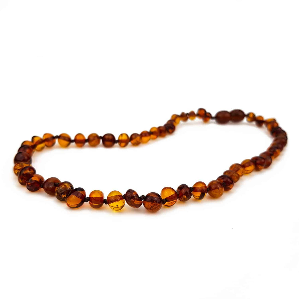 Baby/Kind – Barnsteen ketting – ronde kraaltjes – 33cm - cognac