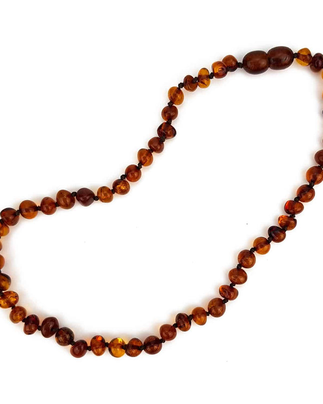 Baby/Kind – Barnsteen ketting – ronde kraaltjes – 33cm - cognac - Lille Barn - With ♥ for the smallest