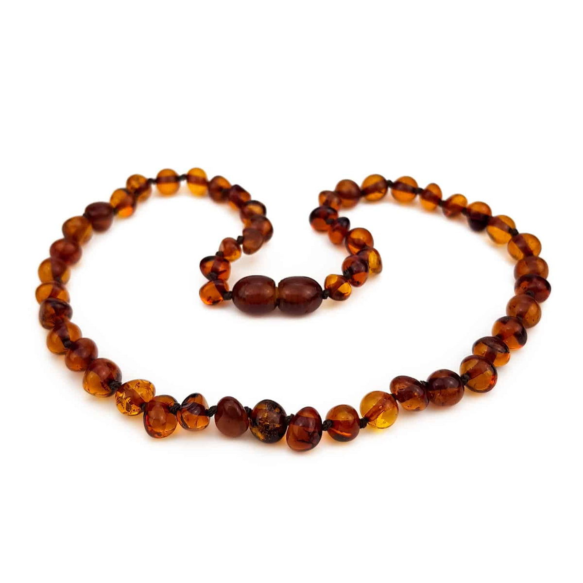 Baby/Kind – Barnsteen ketting – ronde kraaltjes – 33cm - cognac